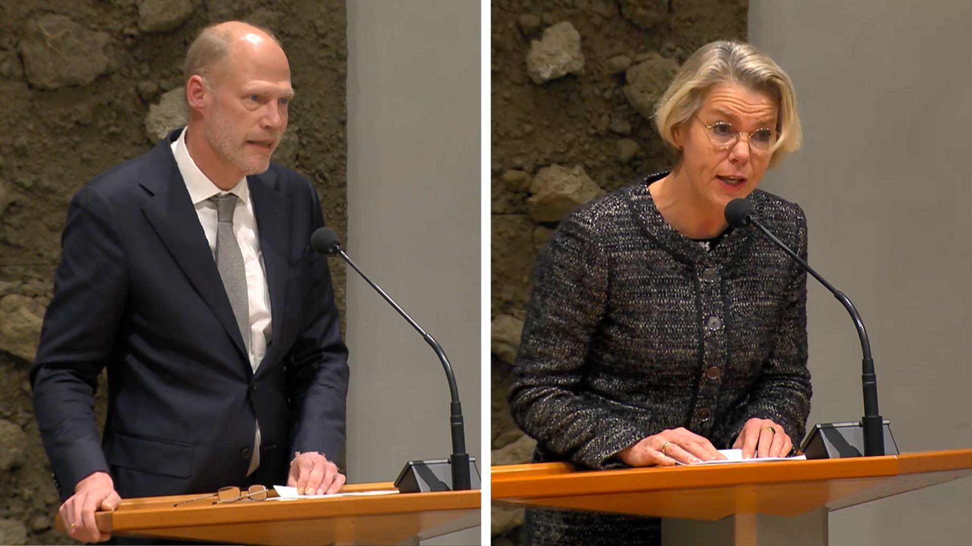 Willem Koops en Annemarie Heite houden hun maidenspeeches in de plenaire zaal van de Tweede kamer